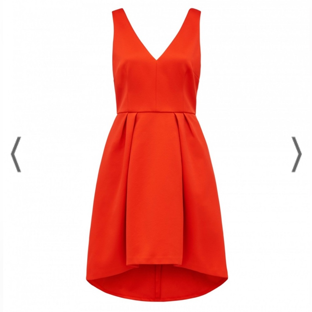 Forever New Red High Low A-Line V-neck Prom Cocktail Dress Size 6 - Picture 4 of 13